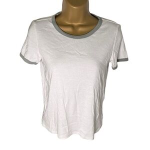 American Eagle Baby Tee Ringer Style Contrast Trim Off White XS